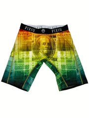 PIXIU Men's Gradient Money Graphic Sports Shorts