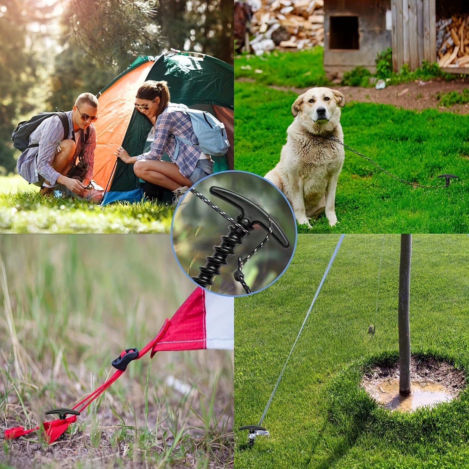 10pcs Tent Stakes Ground Anchors Pegs 14 T Shape Spiral Stakes Camping