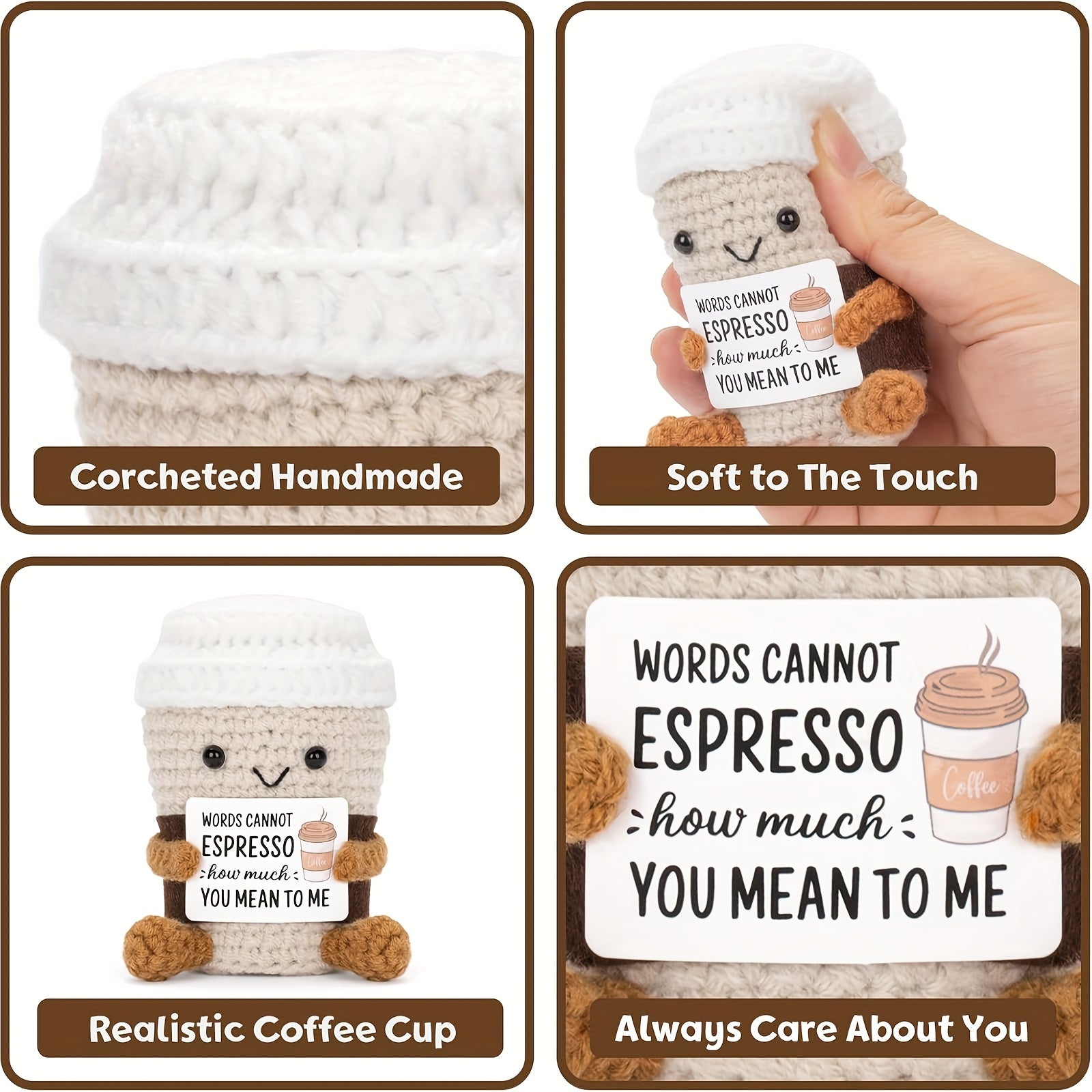 Funny Positive Gag Gift Fabric Tea Cup Craft Doll with Uplifting Quote