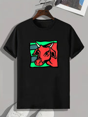 Red Ox Pattern Print Men's Sports T-shirt for Fitness Activities