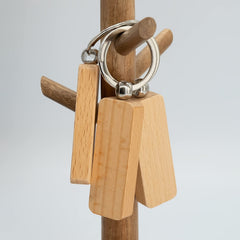 3pcs Wooden Keychain Blanks Rectangle Shape Engravable Portable Key Rings
