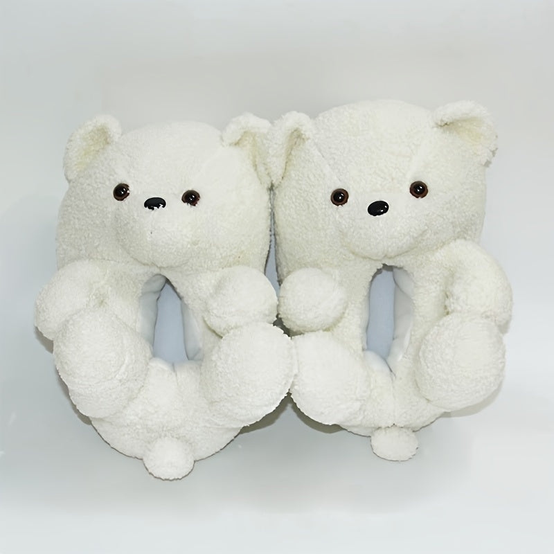 Girls' Cartoon Bear Slip On House Shoes - Non Slip Soft Bottom Shoes for Indoor