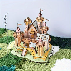 DIY 3D Wooden Puzzle Castle Kit for Kids and Adults