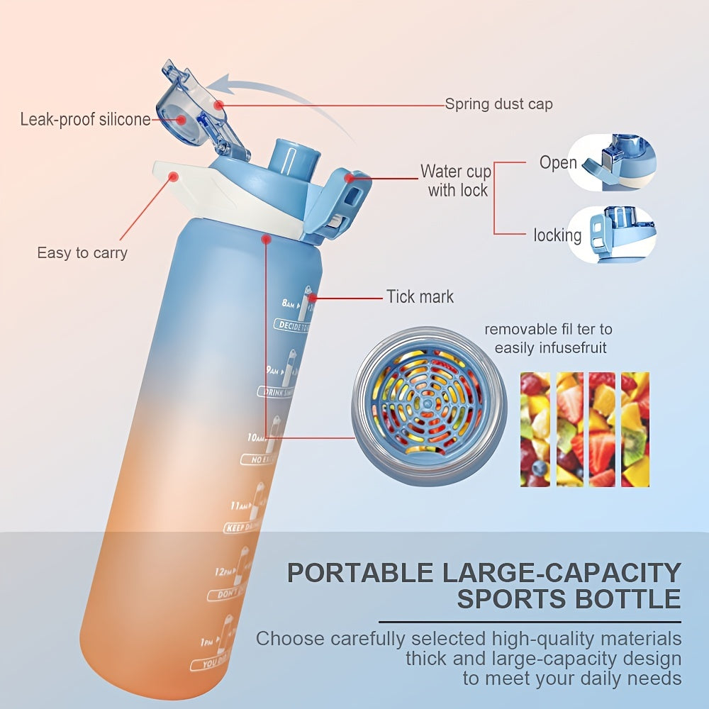 32oz Leakproof Tritran BPA Water Bottle with Time Marker