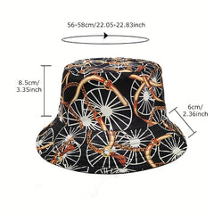 Reversible Chain Print Bucket Hat Casual Travel Beach Hats Unisex