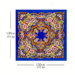 Boho Print Satin Scarf Silk Feeling Square Scarf