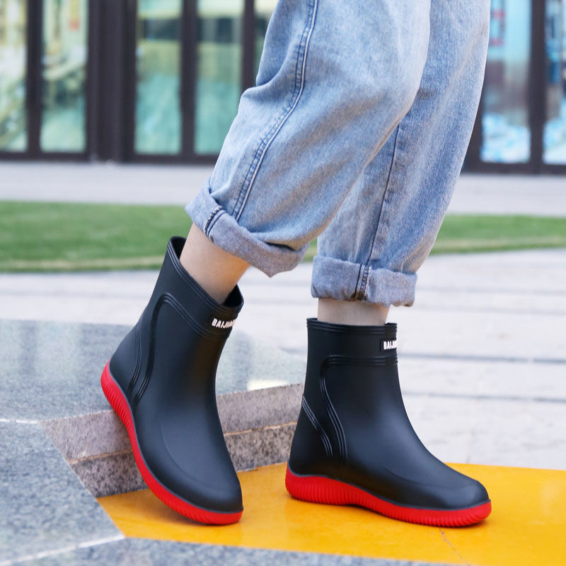 Men's Waterproof High Top Rain Boots Non-Slip Soft Insole