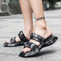 Men's Skull Print Quick Drying Slides for Beach Summer