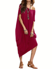 Women's Plus Solid Batwing Sleeve Maxi Cover Up Dress