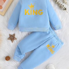 Toddler Boys KING Print Pullover Trousers Set