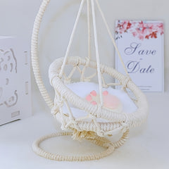 Handwoven Dollhouse Hanging Chair & Pink Twine Doll Swing
