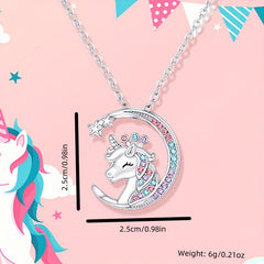 Crystal Birth Stone Unicorn Necklace for Girls - Birthday Party Gift