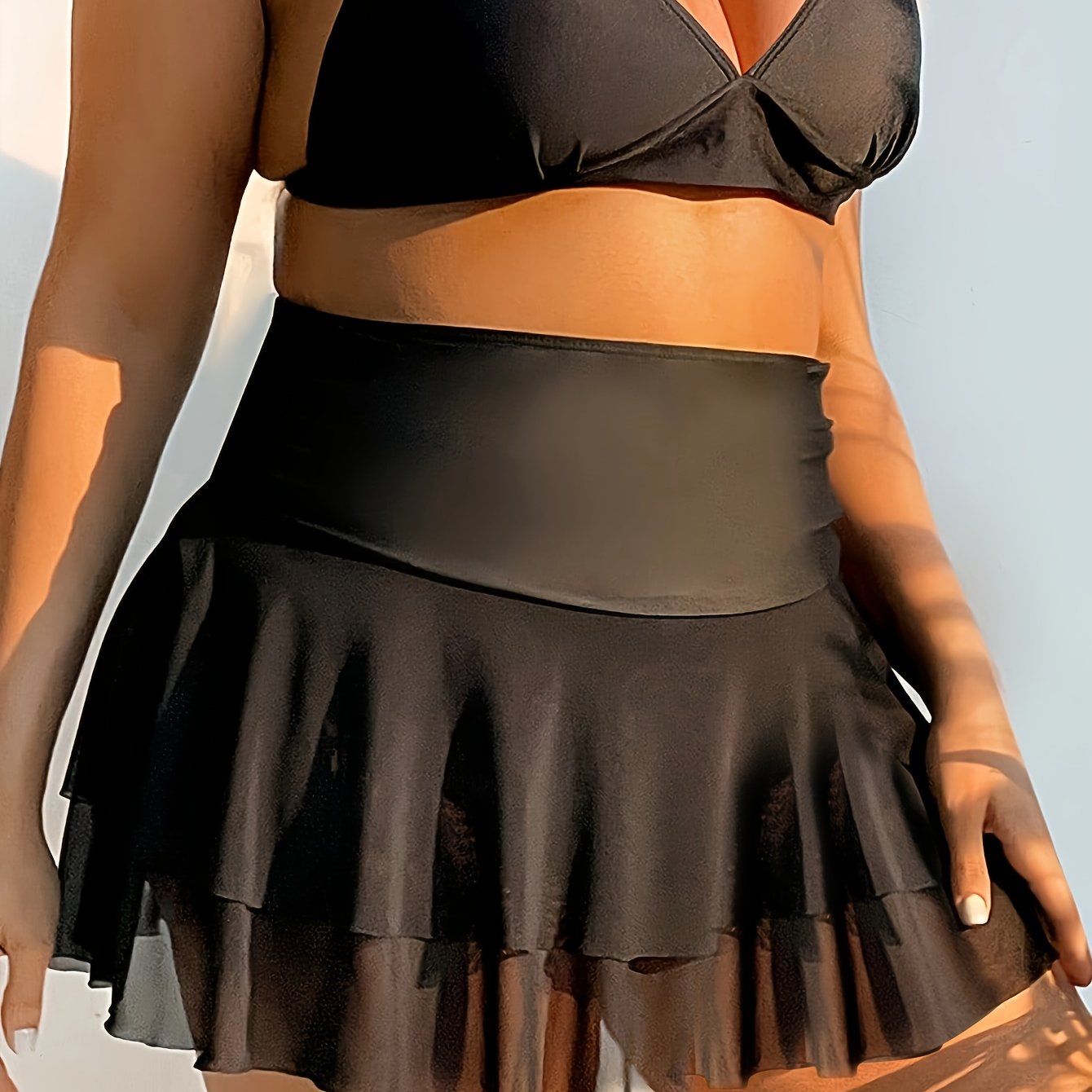 Sexy Bikini Bottoms Ruffle Trim Beach Skirt