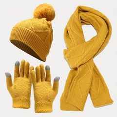 Unisex Winter Warm 3 Pc Set - Acrylic Dry Clean Outdoor Thermal Ensemble