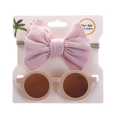 Girls Round Sunglasses & Bow Hair Tie Set Hair Accessories