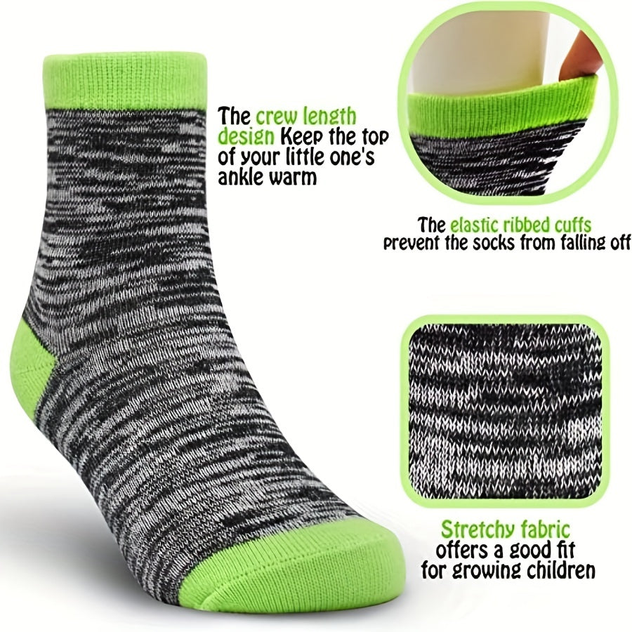 12 Pairs Kids Striped Crew Socks All Seasons Breathable Athletic Socks
