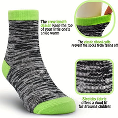 12 Pairs Kids Striped Crew Socks All Seasons Breathable Athletic Socks