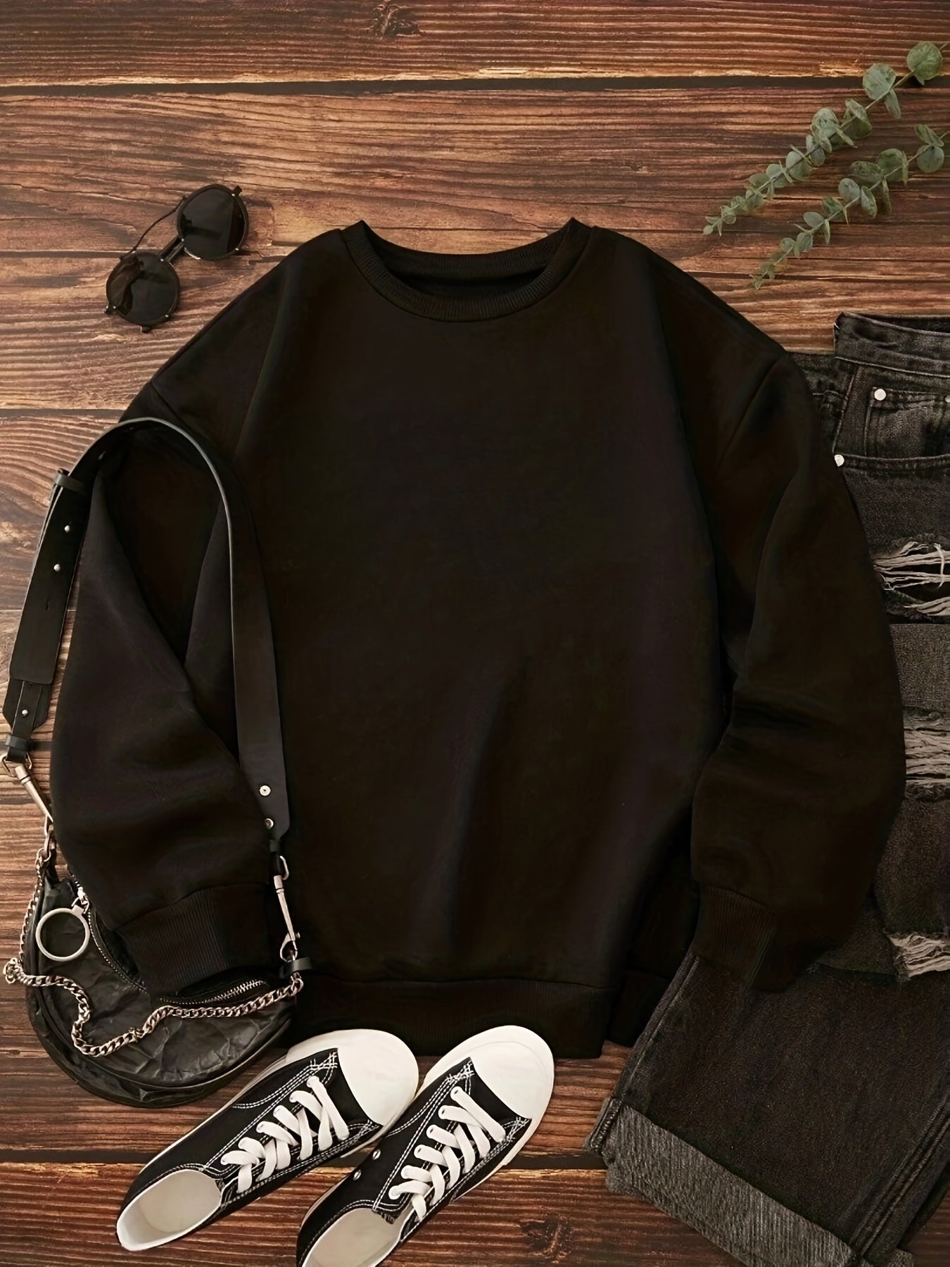 Youth Girls' Crew Neck Sweatshirt for Autumn and Spring