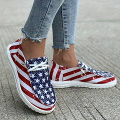Women's Independence Flag Canvas Shoes Lightweight Low Top Sneakers