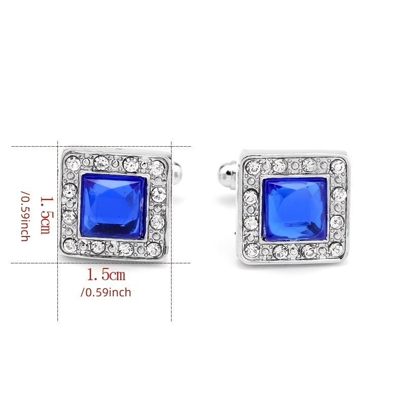 French Artificial Diamond Square Cufflinks Nail Men's Shirt Cufflinks