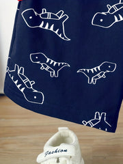 Boys Dinosaur Print Tee & Shorts Set Kids Summer Clothes