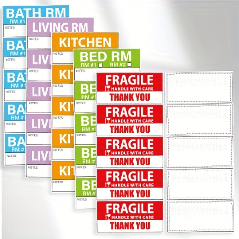 120pcs Home Moving Labels 4 Coded Packing Labels Fragile Stickers