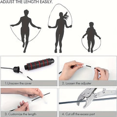 Adjustable Steel Skipping Rope With Foam Handles For Home Workouts