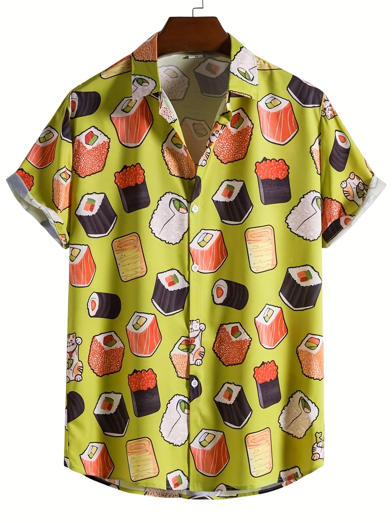 Sushi Print Men's Casual Short Sleeve Shirt