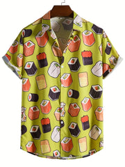 Sushi Print Men's Casual Short Sleeve Shirt