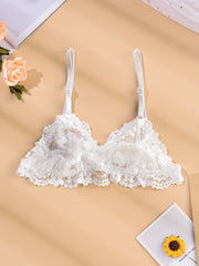 Floral Lace Unlined Wireless Bra Lightweight & Breathable Women's Lingerie