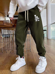 LA Print Joggers Men's Casual Loose Fit Stretch Waist Drawstring Sweatpants