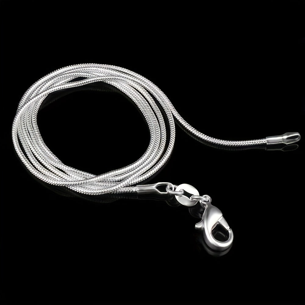 925 Silver Plated Round Bone Necklace Choker Chain 16-30in DIY Jewelry Making