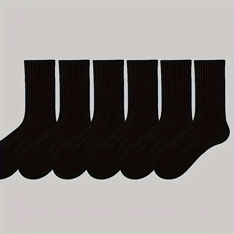6 Pairs Men's Solid Sports Socks Breathable Comfortable Athletic Running Socks