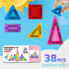 57pcs Magnetic Tiles Travel Set Portable & Fun Perfect Gift for Boys and Girls