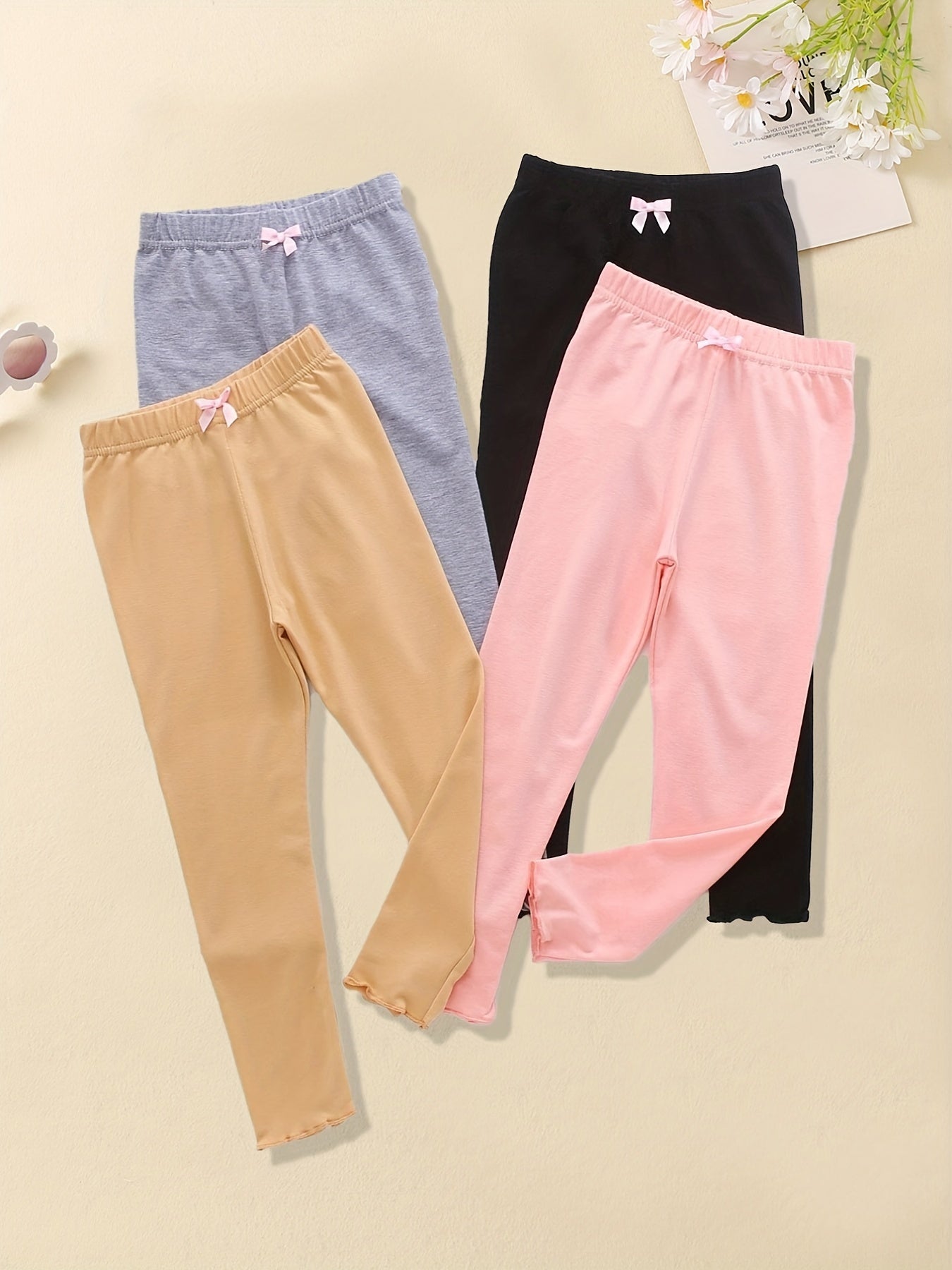 Girls' Bow Knot Elastic Leggings Pants Kids Clothing