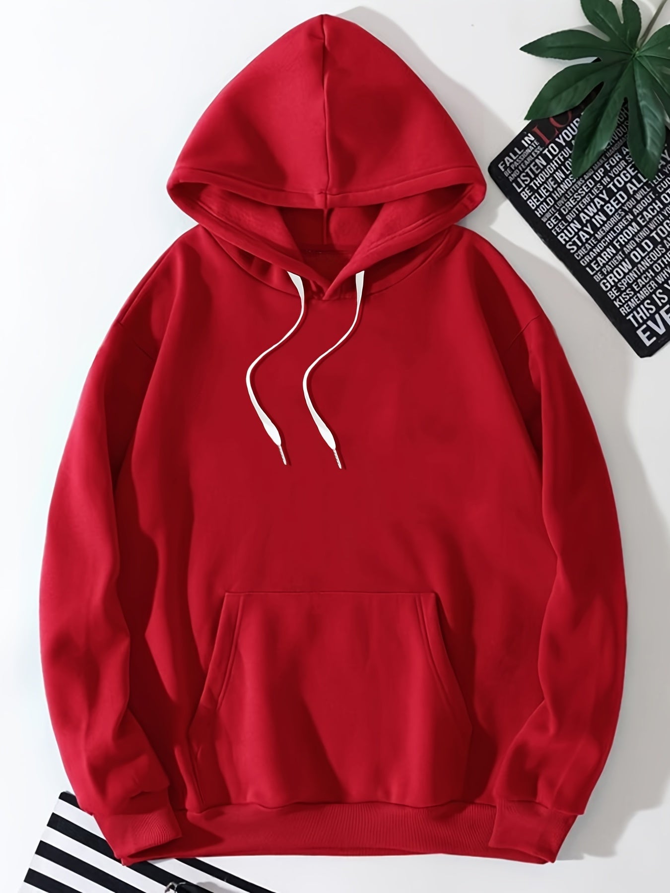Solid Drawstring Loose Hoodie Casual Hooded Pocket Sweatshirt