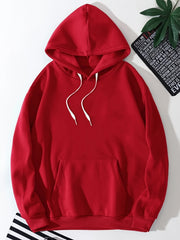 Solid Drawstring Loose Hoodie Casual Hooded Pocket Sweatshirt