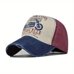 Washed Denim Print Baseball Cap for Men and Women
