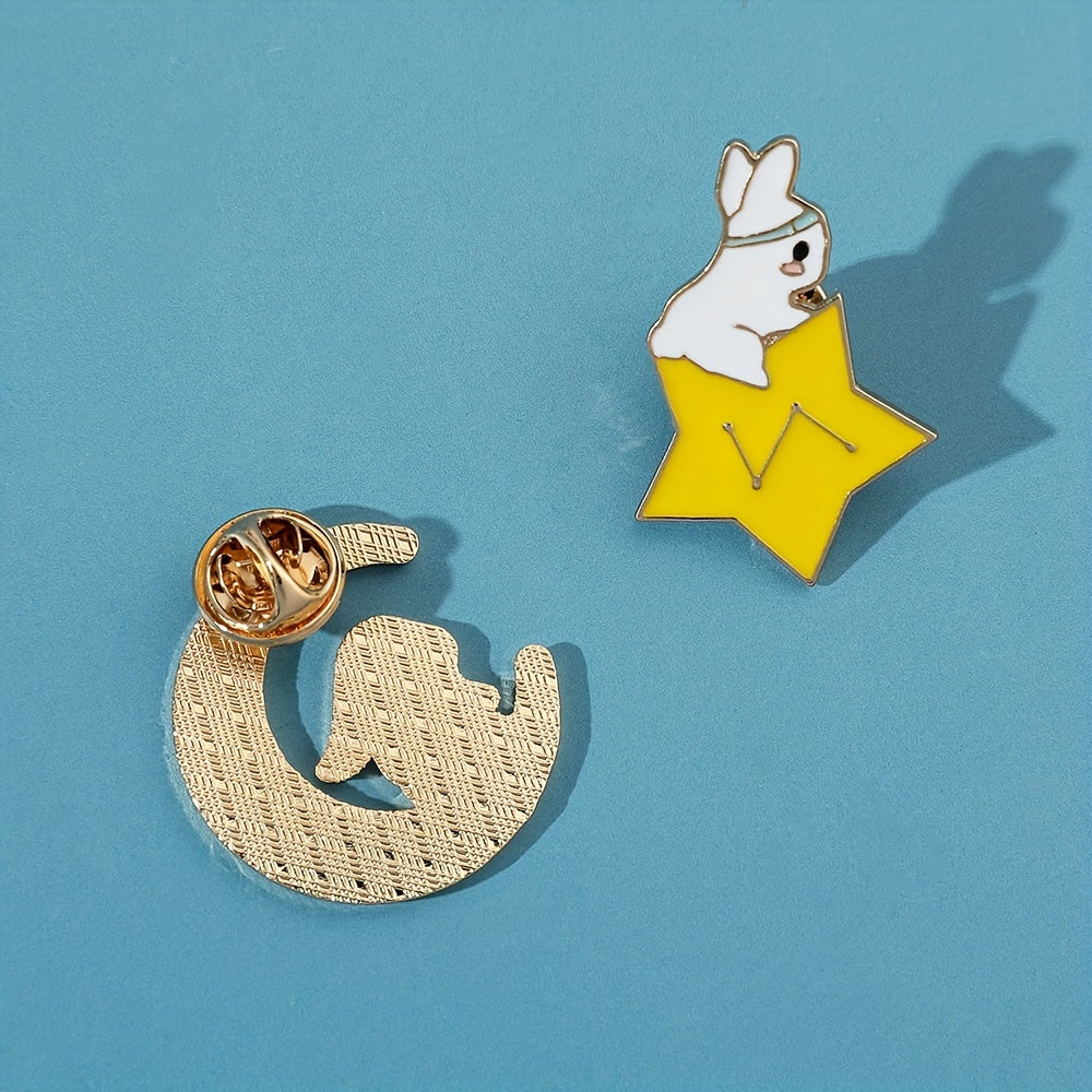 Star Moon Bunny Brooch Pin Set