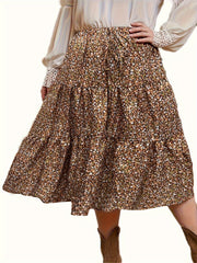 Boho Skirt Women's Plus Allover Ditsy Print Midi Smock Skirt