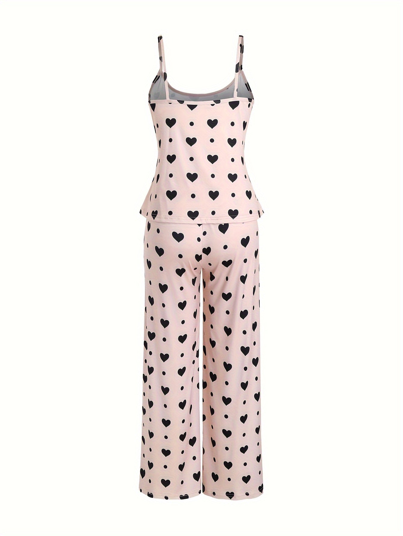 Heart & Dot Print Cami Top & Pants Lounge Two Piece Set