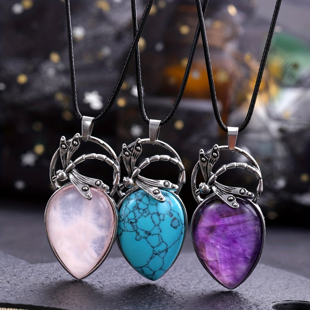 Dragonfly Droplet Necklace Healing Crystal DIY Jewelry