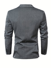 Men's Casual Striped Double Breasted Suit Top