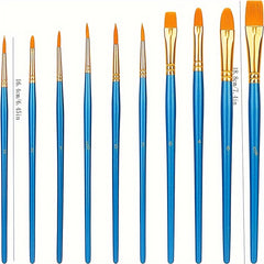 10pcs Basic Paint Brushes Set Acrylic Watercolor PBT Brushes 10 Sizes