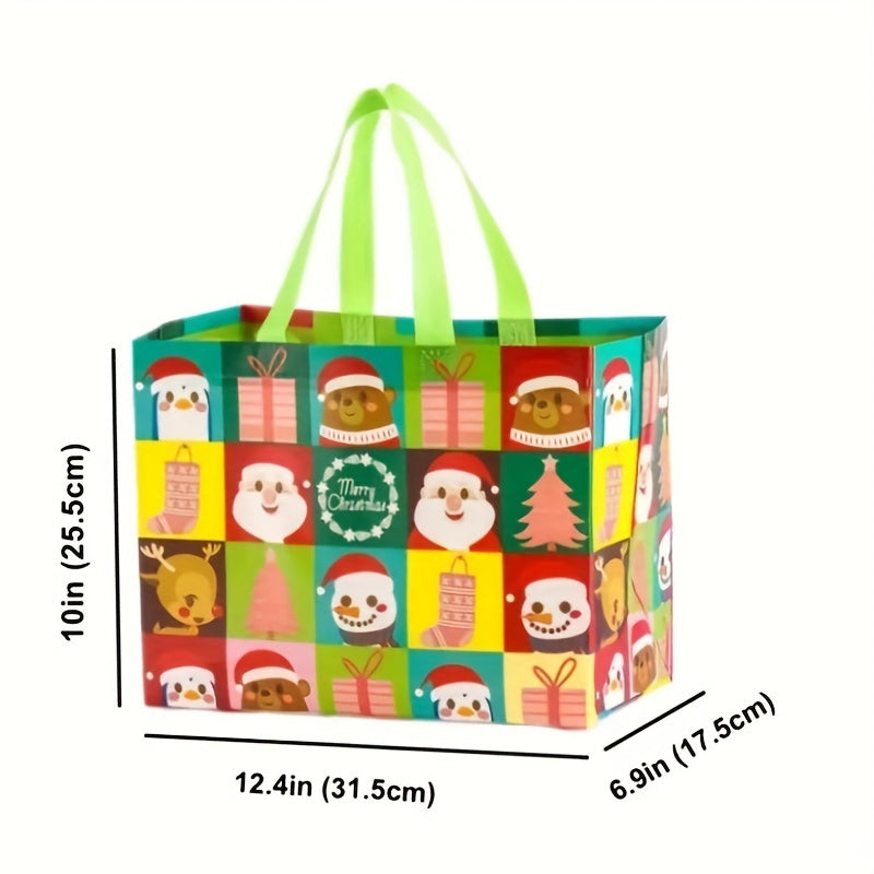 6pcs Christmas Gift Bags with Reinforced Handles Non Woven Christmas Tote Bags