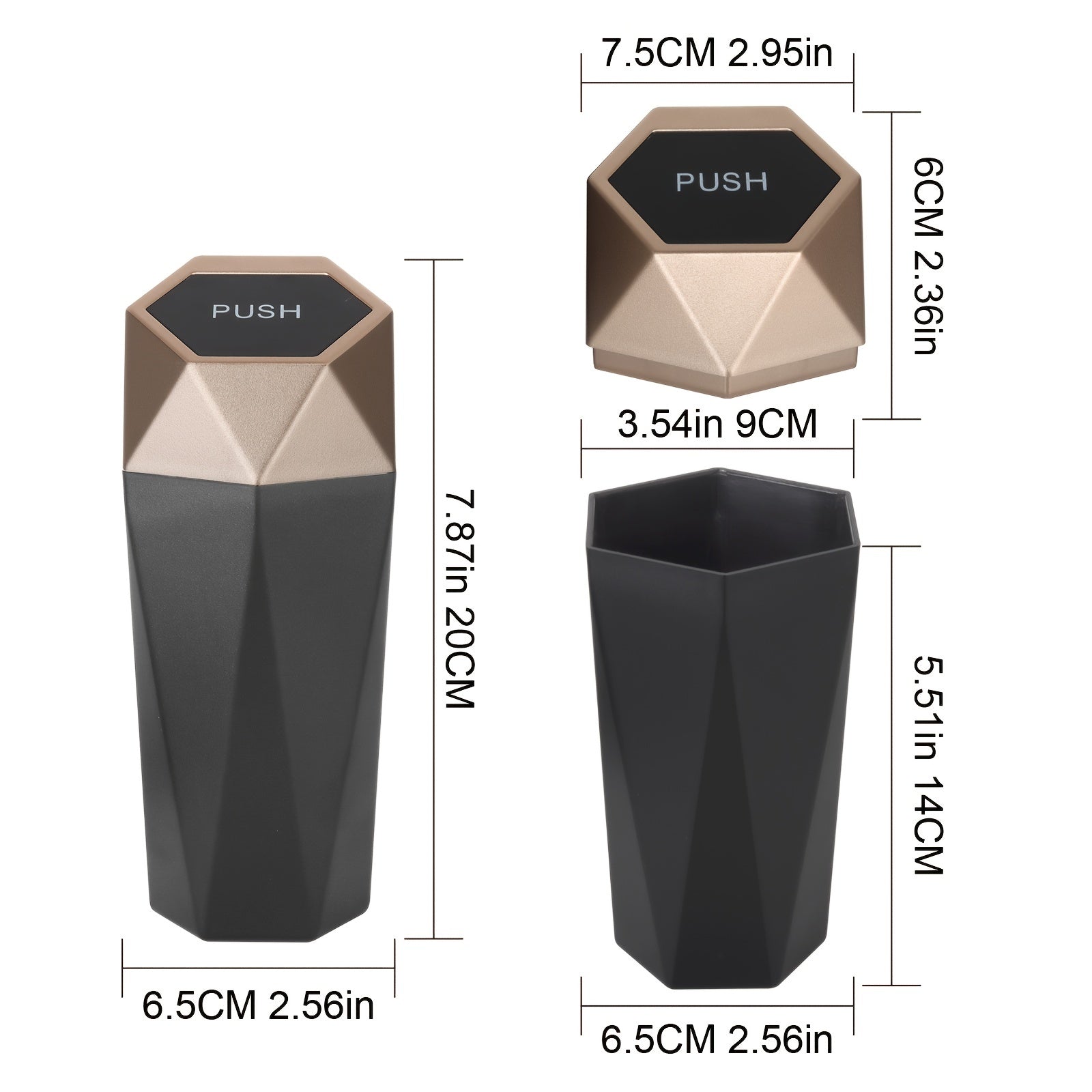 Mini Car Trash Can With Lid Modern Style Car Storage Bucket