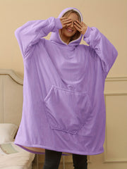 Plaid Print Hooded Sleep Top with Pockets