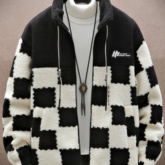 Men's Plaid Fleece Coat Thickened Thermal Couple Coat