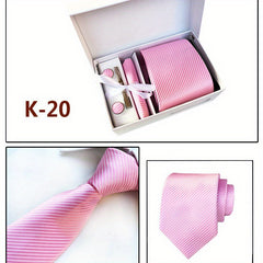 6 pc Men's Solid Stripe Tie Set Business Dress Tie Gift Bag