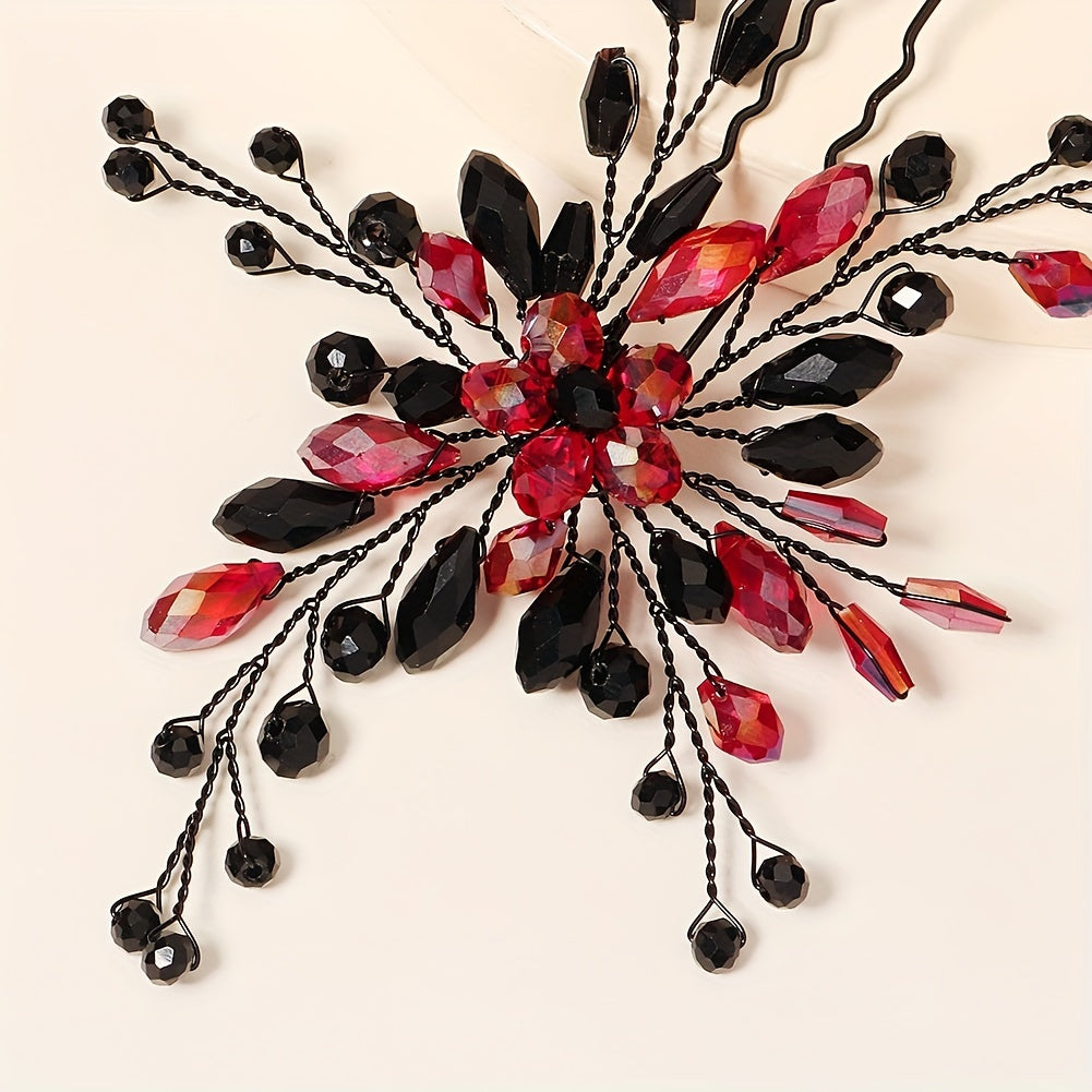 4pcs Crystal U Shaped Hairpin Vintage Bridal Hair Accessories